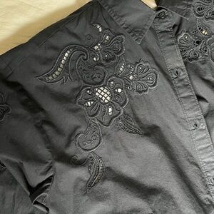 Levi’s Embroidered Cut Out Button-Up Blouse